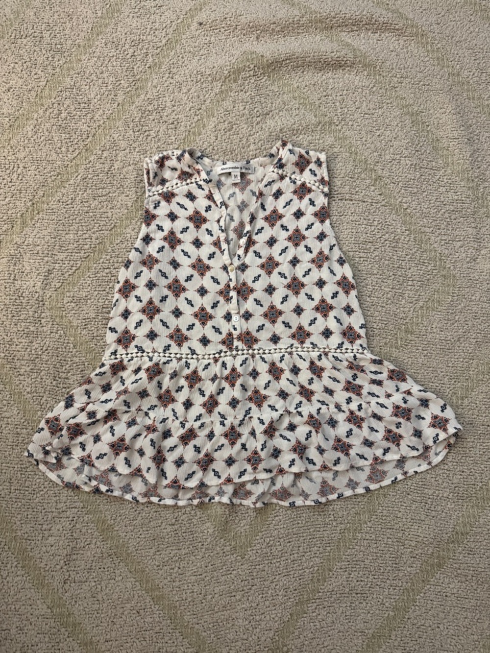 Abercrombie & Fitch Boho Peplum Tank Top Medium Tribal Print